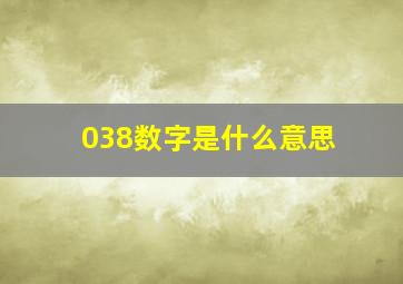 038数字是什么意思