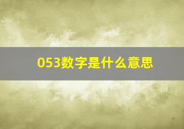 053数字是什么意思