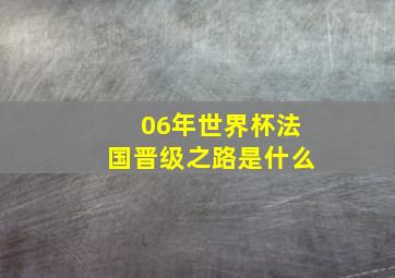 06年世界杯法国晋级之路是什么