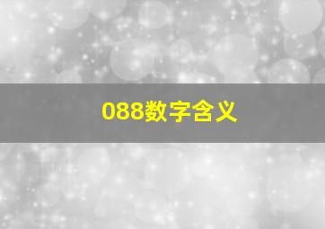 088数字含义