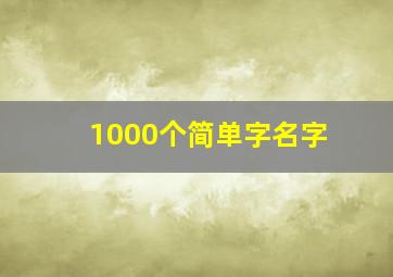 1000个简单字名字