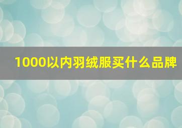 1000以内羽绒服买什么品牌