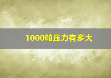 1000帕压力有多大