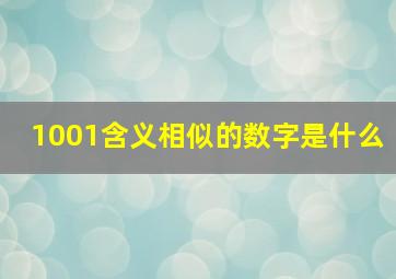 1001含义相似的数字是什么