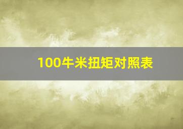 100牛米扭矩对照表