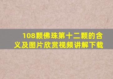 108颗佛珠第十二颗的含义及图片欣赏视频讲解下载