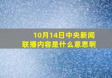 10月14日中央新闻联播内容是什么意思啊