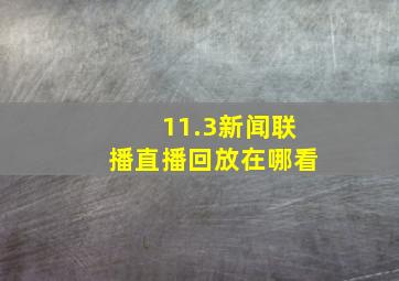 11.3新闻联播直播回放在哪看