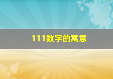 111数字的寓意