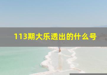 113期大乐透出的什么号