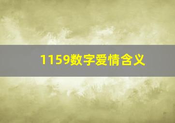 1159数字爱情含义