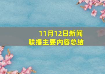 11月12日新闻联播主要内容总结