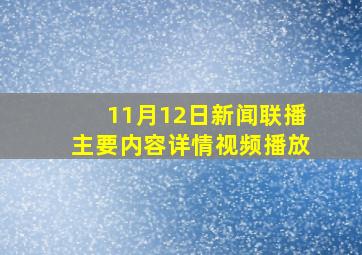 11月12日新闻联播主要内容详情视频播放