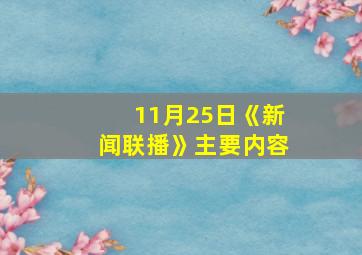 11月25日《新闻联播》主要内容