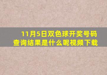 11月5日双色球开奖号码查询结果是什么呢视频下载