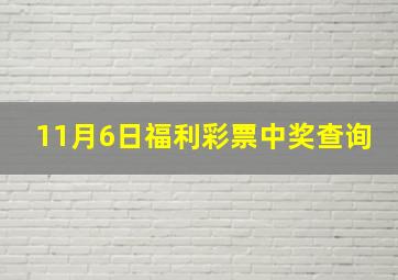 11月6日福利彩票中奖查询