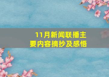 11月新闻联播主要内容摘抄及感悟