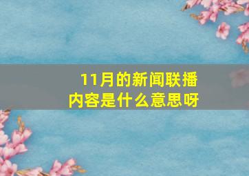 11月的新闻联播内容是什么意思呀