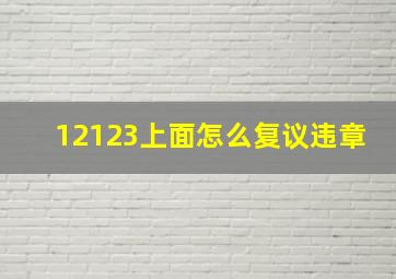 12123上面怎么复议违章