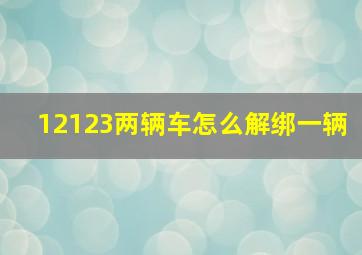 12123两辆车怎么解绑一辆