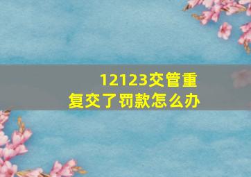 12123交管重复交了罚款怎么办