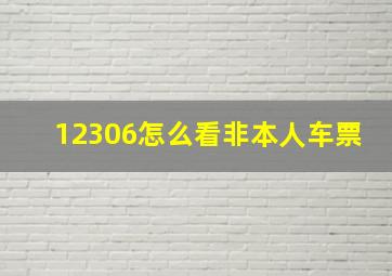 12306怎么看非本人车票