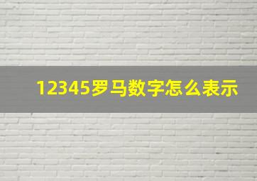 12345罗马数字怎么表示