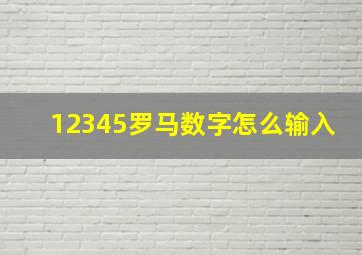 12345罗马数字怎么输入