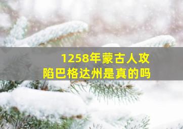 1258年蒙古人攻陷巴格达州是真的吗