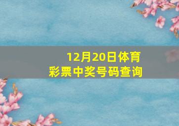 12月20日体育彩票中奖号码查询