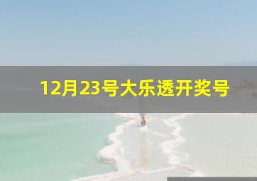 12月23号大乐透开奖号