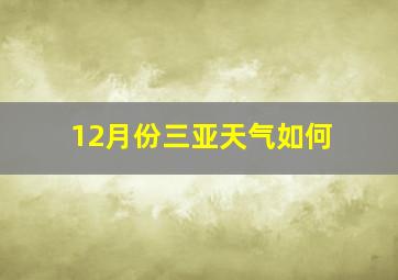 12月份三亚天气如何