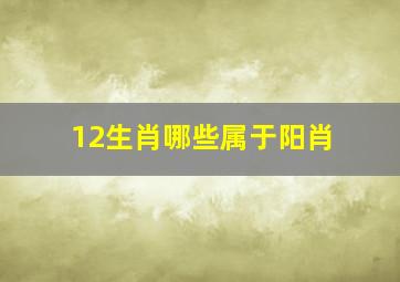 12生肖哪些属于阳肖