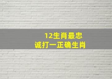 12生肖最忠诚打一正确生肖