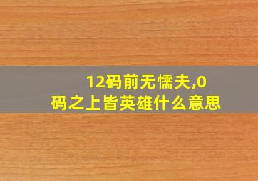 12码前无懦夫,0码之上皆英雄什么意思