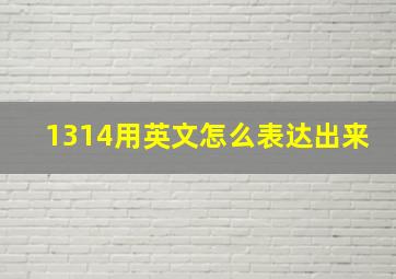 1314用英文怎么表达出来