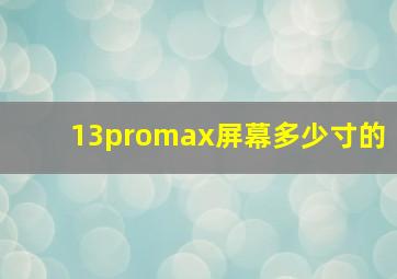 13promax屏幕多少寸的