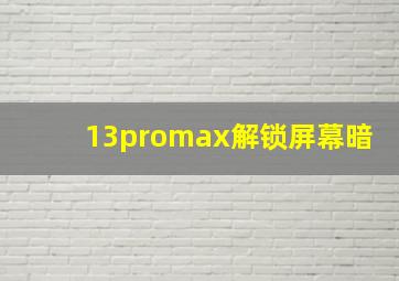 13promax解锁屏幕暗