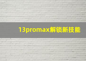 13promax解锁新技能