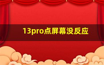 13pro点屏幕没反应