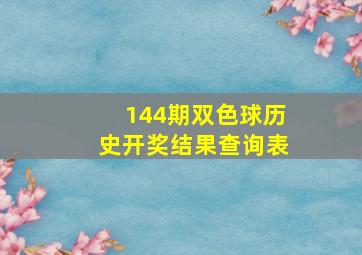 144期双色球历史开奖结果查询表