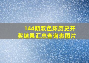 144期双色球历史开奖结果汇总查询表图片