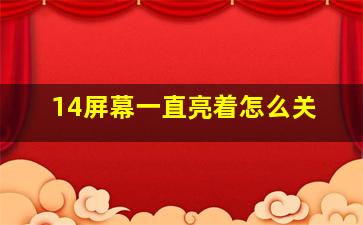 14屏幕一直亮着怎么关