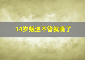 14岁叛逆不管就晚了