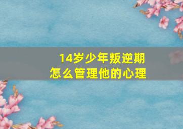 14岁少年叛逆期怎么管理他的心理