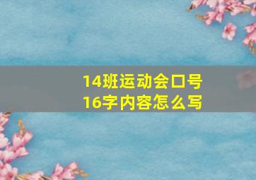 14班运动会口号16字内容怎么写