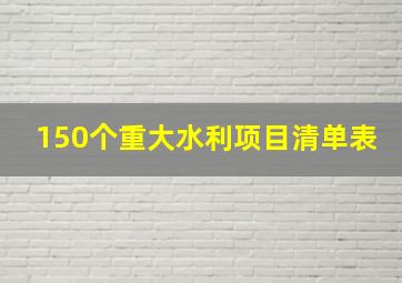 150个重大水利项目清单表