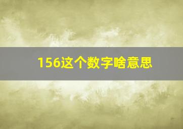 156这个数字啥意思