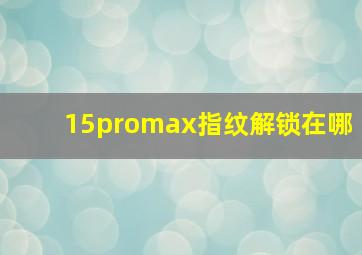 15promax指纹解锁在哪