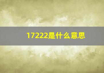 17222是什么意思